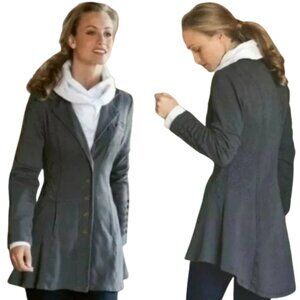 Soft Surroundings Tallulah Embroidered Military Jacket Womens XS Gray Retro Chic